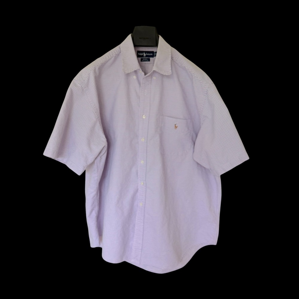 90's Polo Ralph Lauren Blake XXL Purple White Check SS Button Down Shirt